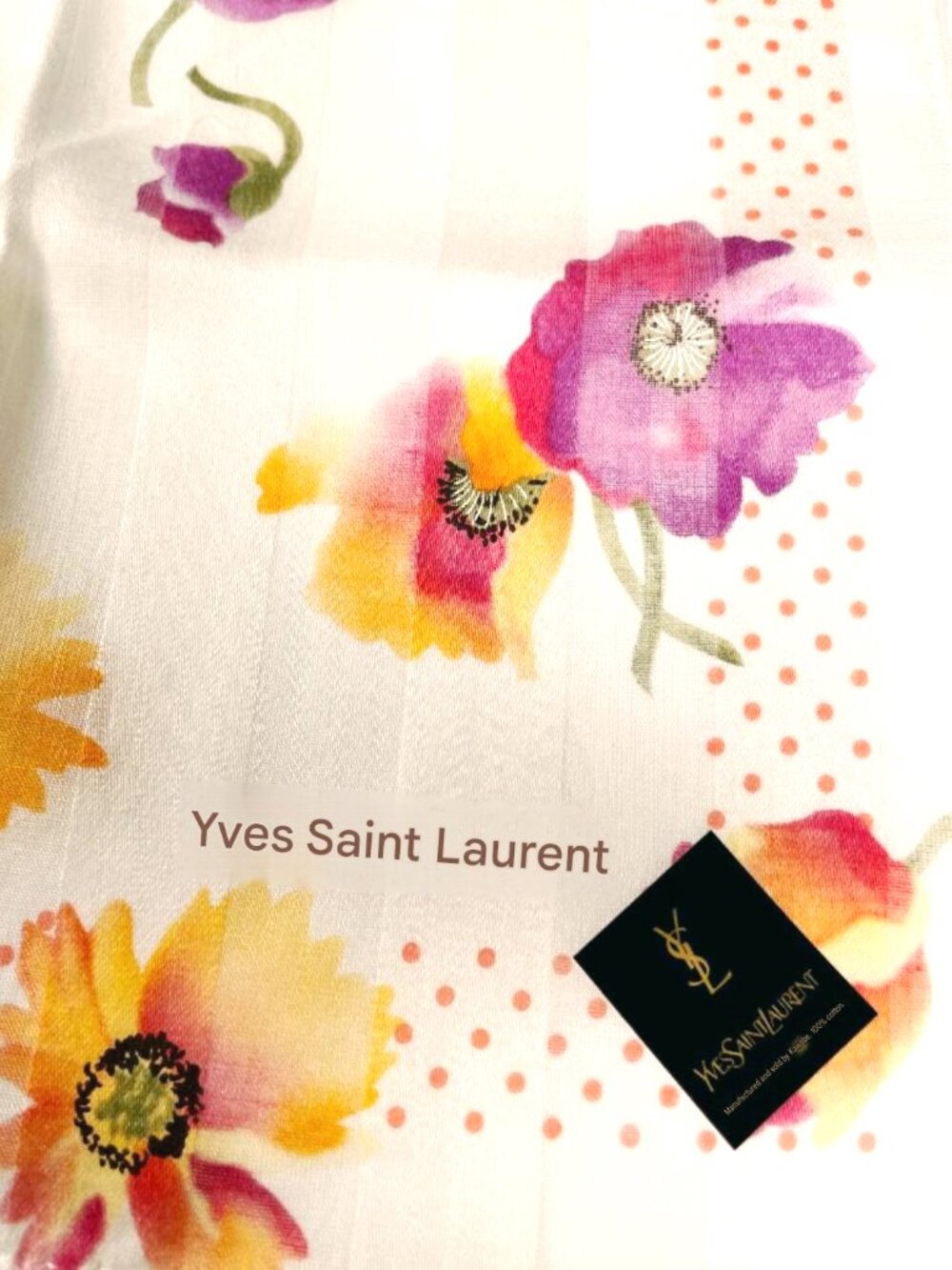 NWT Yves Saint Laurent Floral Scarf - Picture 4 of 15